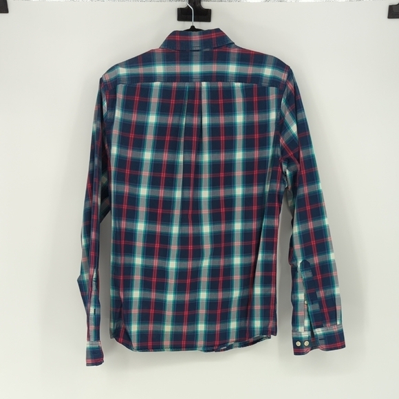 Abercrombie Fitch Plaid Button Down Shirt Blue Red L western rustic classic prep - Picture 2 of 6